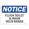 Signmission OSHA Notice Sign, Flush Toilet And Wash Your Hands, 10in X 7in Rigid Plastic, 7" W, 10" L, Landscape OS-NS-P-710-L-12801 - alternate 1